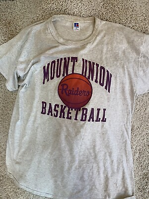 #ad Vintage Mount Union purple raiders shirt adult extra large 1XL gray casual mens* $15.10