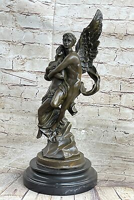 #ad Jean Debut Sculpture of a Romantic Couple Angel Bronze Statue Nude Psyche Eros $174.50