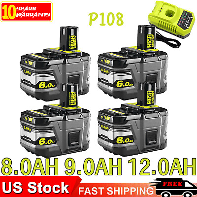#ad 4x 9.0Ah For RYOBI P108 One Plus High Capacity Battery 18 Volt Lithium Ion New $150.98