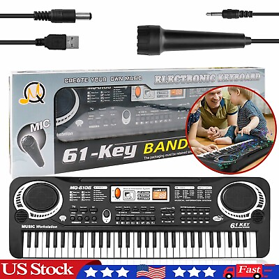 #ad 61 Key Digital Music Piano Keyboard Portable Electronic Instrument Piano W Mic $22.95