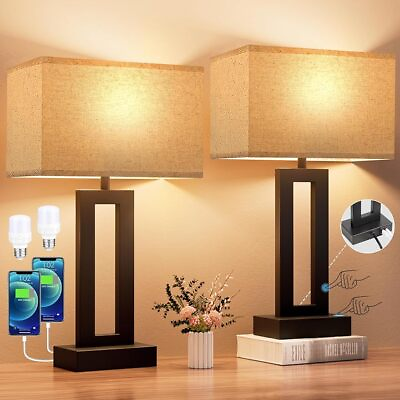 #ad Bedroom Lamps for Night Stands Touch Control 3 Way Dimmable USB CA $55.19