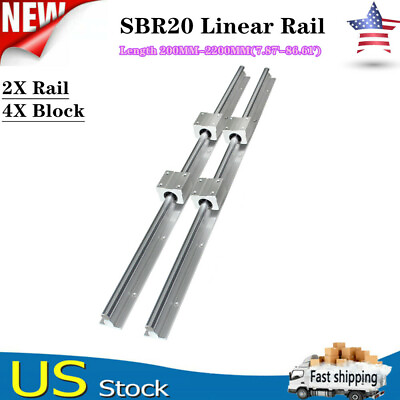 #ad SBR20 200 4000mm Linear Slide Rail Guide Shaft Rod with 4Pcs SBR20 Bearing Block $35.00