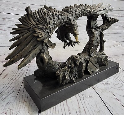 #ad Americana Art Bald Eagle Home Office Bronze Sculpture Statue Figurine $299.40