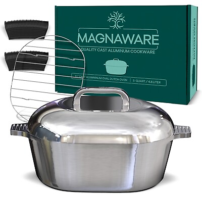 #ad MAGNAWARE Quality Cast Aluminum Oval Dutch Oven 5 QT 11quot; *Like MAGNALITE* $132.99