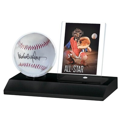 #ad Ultra Pro Wood Base Ball amp; Card Holder Black Wood Wooden Baseball Display Case $22.95