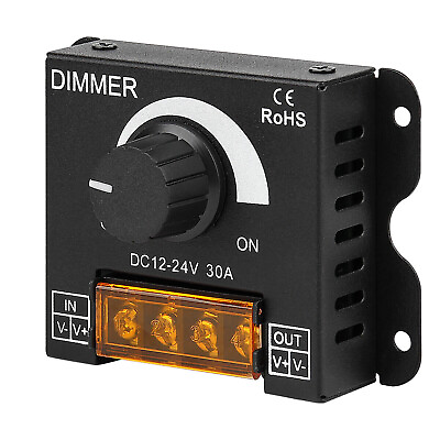 #ad DC 12V 24V 30A LED Light Strip Dimmer PWM Dimming Controller Knob ON Off Switch AU $13.12