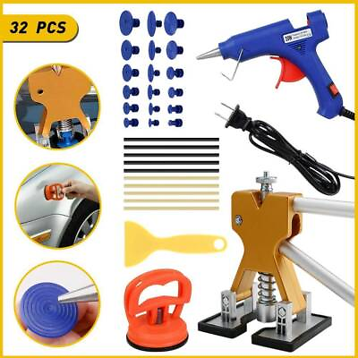 #ad 32pc Car Paintless Dent Repair Dint Hail Damage Remover Puller Lifter Tool Kit $36.59