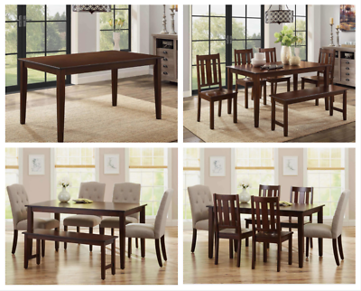 #ad Solid Wood Kitchen Dining Room Office Table Seats 6 Furniture Rich Mocha TABLE $211.92