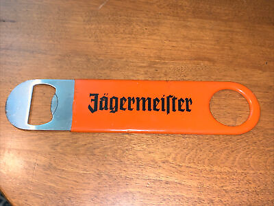 #ad Large Vintage Jagermeister Bottle Opener Orange Rubber Chrome $8.41