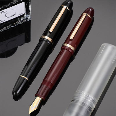 #ad JinHao X159 Acrylic Black Fountain Pen Metal Gold Clip 0.5mm F Nib Ink Pen NEW $13.93