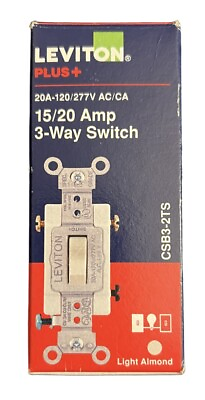 #ad Leviton 3 Way Preferred Toggle Switch 20 Amp 120 277V AC Light Almond R54 CSB3 2 $8.95