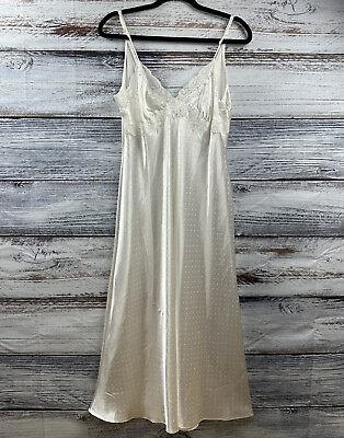#ad Linea Donatella Size M Medium Ivory White Long Nightgown Wedding Lingerie Bridal $20.97