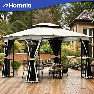 #ad 12#x27;x10#x27; Outdoor Patio Canopy Gazebo with Curtains Mesh Netting Waterproof Roof $220.66