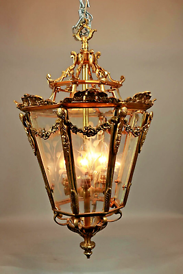 #ad Gilded Splendor French Louis XVI Style Chandelier Lantern European Craftsmanship $1450.00