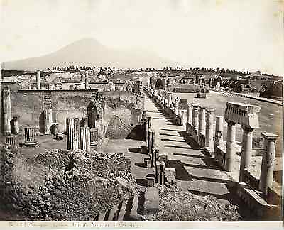 #ad Italie Pompei. Forum temple Jupiter et Basilique Vintage albumen print. Italy EUR 79.00