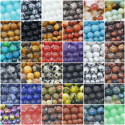 #ad Natural Gemstone Beads Round Loose Wholesale 4mm 6mm 8mm 10mm 12mm 15.5quot; Strand $4.98