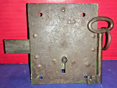 #ad Antique Door Lock amp; Latch Set w Skeleton Key AS IS $180.00