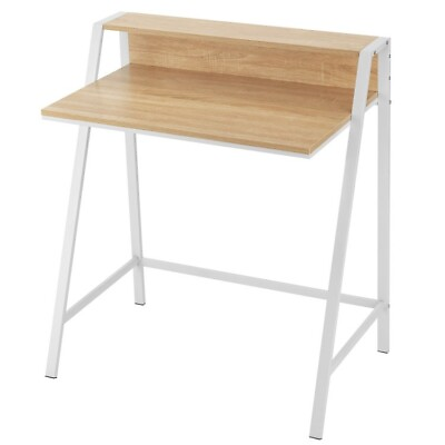 #ad 2 Tier Wooden Small Computer Home Office Desk Workstation With Sturdy Iron Frame $62.98