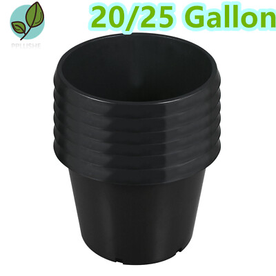 #ad 5Pcs 20 25Gallon Black Garden Nursery Plastic Pot Gallon Fabric Grow Round Plant $131.09