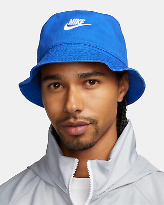 #ad Nike Apex Futura Washed Bucket Hat Size L Game Royal White Cotton FB5381 480 $28.35