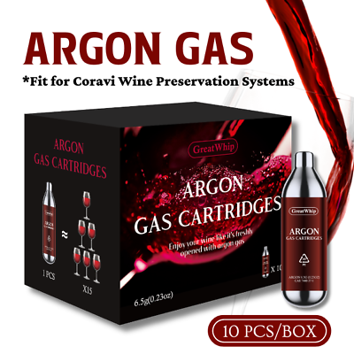 #ad GreatWhip Argon Gas Capsules Cartridges 6.5G for Wine Preservation System $34.99