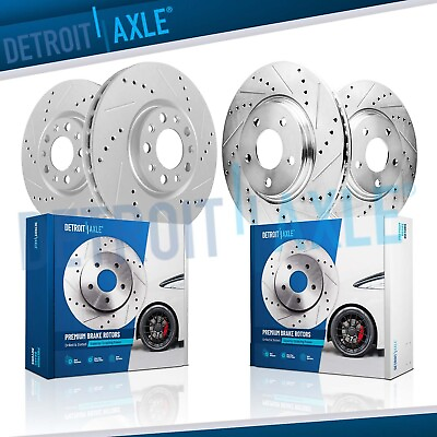 #ad #ad Front Rear Drilled Slotted Disc Brake Rotors Kit for Chevy Camaro Cadillac CTS $169.37