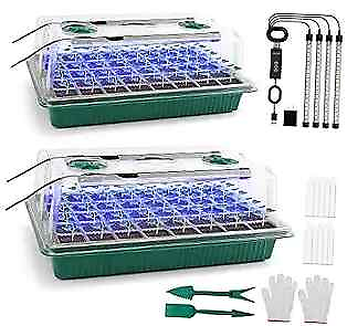 #ad Seed Starter Tray with Grow Light2 Pack 80 Cells Seedling Tray Kit with $52.85