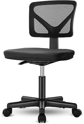 #ad Black Desk Armless Computer Home Office Low Back Mesh Task Swivel Rolling Chai $48.99