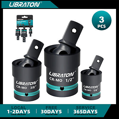 #ad Libraton Impact Swivel Socket Set 1 4quot; 3 8quot; 1 2quot; Drive Universal Joint Adaptor $22.99