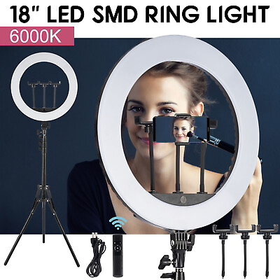 #ad 18quot; LED Ring Light Kit with Stand Dimmable 6500K For Makeup Phone Camera Youtube $55.90