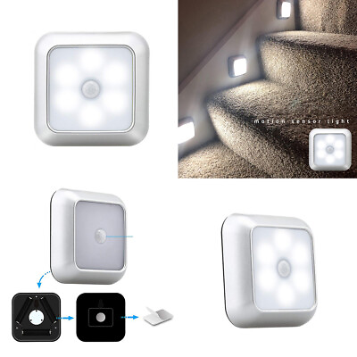 #ad US LED Motion Sensor Wireless Night Light Battery Cabinet Stair Lamp Home $8.49