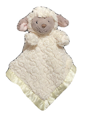 #ad Mary Meyer Lamb Lovey Plush Security Blanket Ivory Satin Minky Swirls Baby $19.00