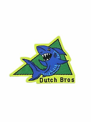 #ad Dutch Bros Sticker Blue Retro Pixel Shark Dutch Dad Father#x27;s Day June 2022 $4.99