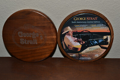 #ad George Strait RARE Promo WOOD CASE Anniversary 1991 Wooden Limited Edition CD $99.95