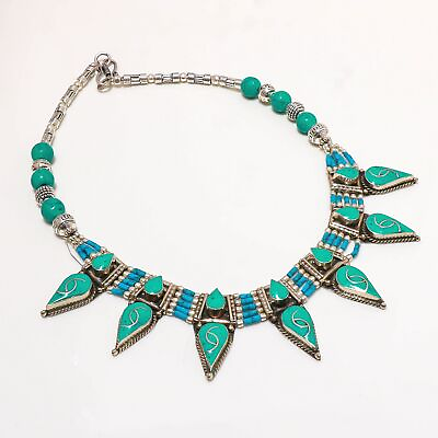 #ad Tibetan Turquoise Handmade Bohemian Ethnic Jewelry Nepali Necklace 18quot; NN 5209 $21.99