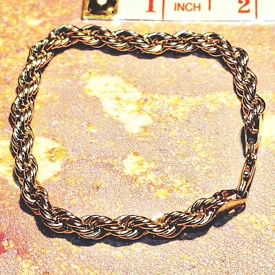 #ad Gorgeous Gold Plated Rope Bracelet 8quot;long $8.95
