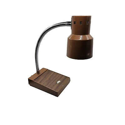 #ad Mid Century Vintage Mobilite Chrome amp; Faux Wood Gooseneck Lamp Brown $31.99