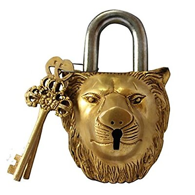 #ad Brass Padlock Lock with Keys Working Functional Brass Made Type : Li... $36.86