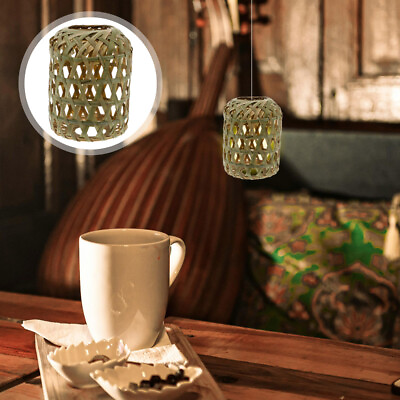#ad 3pcs Bamboo Woven Lamp Shade Rustic Style Hanging Lamp Shades Pendant Lamp Cover $15.57