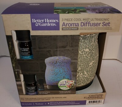 #ad 3 Piece 100 ml Aroma Diffuser Gift Set Crackled Mosaic peppermint lavender new $20.23