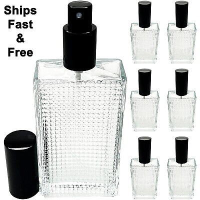 #ad 100ml 3.3oz Perfume Front Grid Glass Spray Bottles Black Atomizer Refillable $114.95
