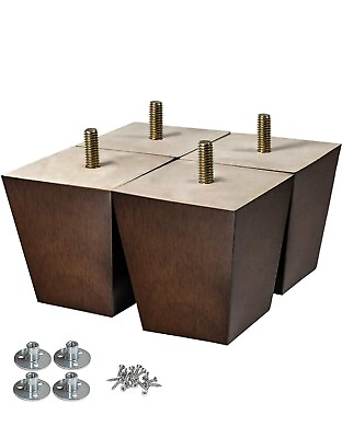 #ad 3quot; Wooden Furniture Legs Sofa Legs Pack of 4 Square Couch Legs Brown Mid Cent $25.99
