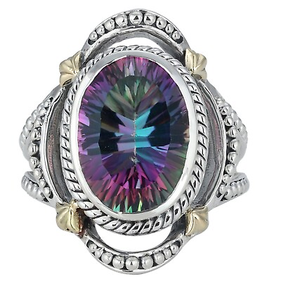 #ad Mystic Quartz Ring Designer Gold Dots 925 Sterling Silver Ring Size 6 USA $66.59