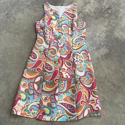 #ad North Style Dress Womens Sz 10 Paisley Print Multicolor V Neck Sleeveless Shift $19.98