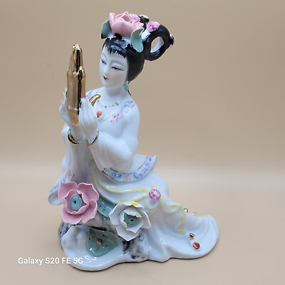 #ad Chinese Oriental Ceramic Ancient Style Dressing Lady Figure C $132.12