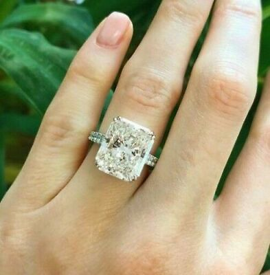 #ad 5.54Ct Radiant Cut VVS1 White Diamond Simulated Engagement Ring 14K White Gold $235.71