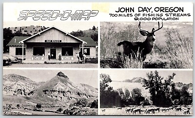 #ad SPEED O MAP John Day OR Oregon Vintage multiview Postcard $6.86