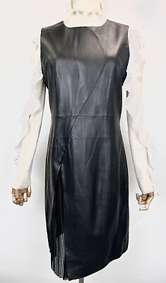 #ad New Women’s Genuine Lambskin Leather Bodycon Dress US S M Bust 38#x27;#x27; $109.00