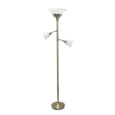 #ad Elegant Design Floor Lamp 71quot; Antique 3 Light Torchiere w Scalloped Glass Shades $66.59