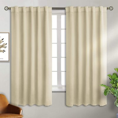 #ad Bgment Beige Room Darkening Curtains 63 Inch Length Rod Pocket and Back Tab Th $47.98